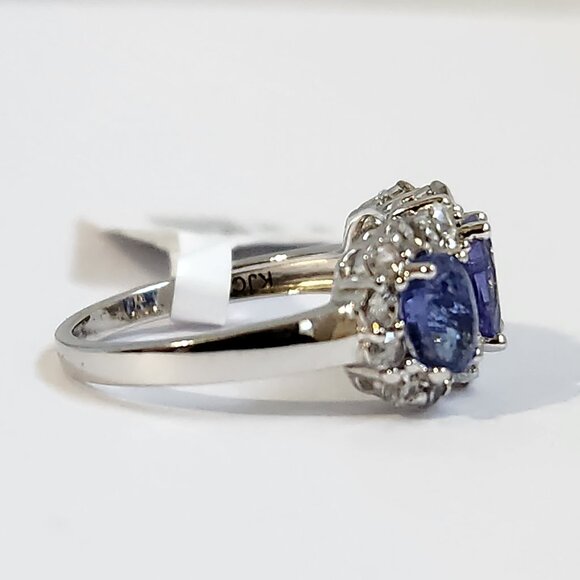 VTG WT 1.65ctw Genuine Natural BLUE Tanzanite Trilogy Ring Size 7 Lopez - Picture 5 of 16
